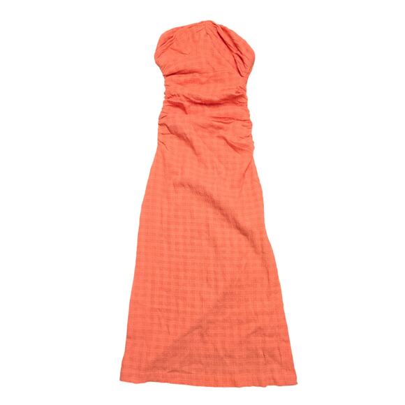 Free People Brandie Midi Flamingo size Xsmall Xs Orange Slit Ruched Strapless - Picture 1 of 7